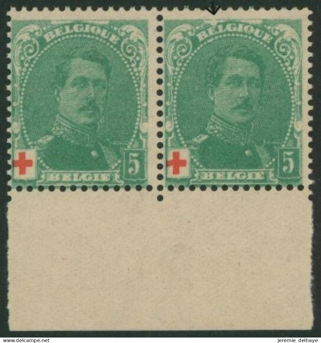 Croix-rouge - N°129 Et 131 En Paire** MNH (Type I + Type II) + Curiosité Sur Type II N°129 : Tache Blanche Entre E Et L - 1914-1915 Croix-Rouge