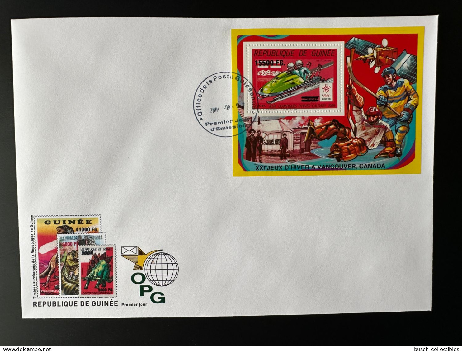 Guinée Guinea 2009 FDC Mi. Bl. 1727 Surch Overprint Winter Olympic Calgary 1988 Vancouver 2010 Jeux Olympiques Bobsleigh - Winter 1988: Calgary