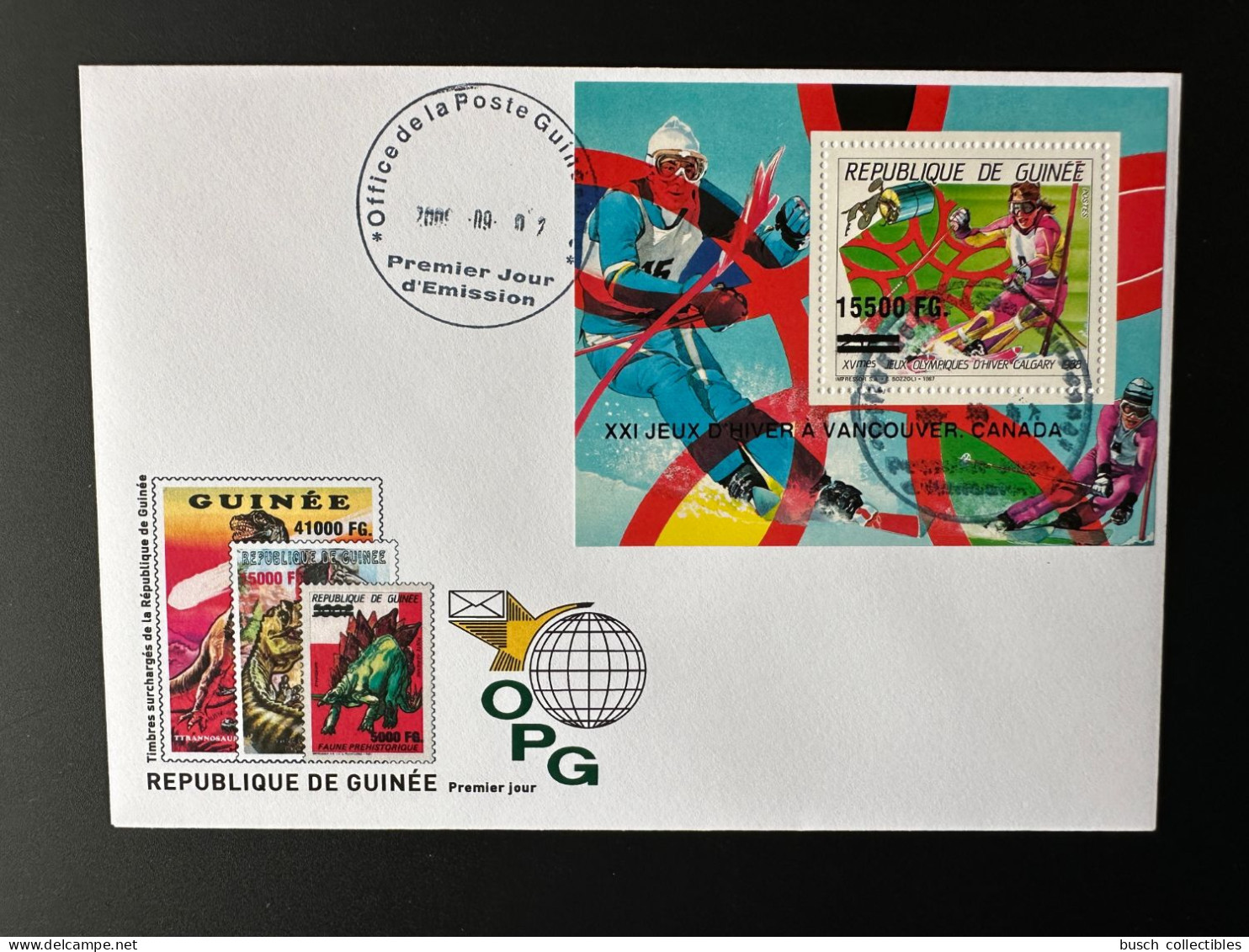 Guinée Guinea 2009 FDC Mi. Bl. 1721 Surchargé Overprint Winter Olympic Calgary 1988 Vancouver 2010 Jeux Olympiques Ski - Winter 2010: Vancouver