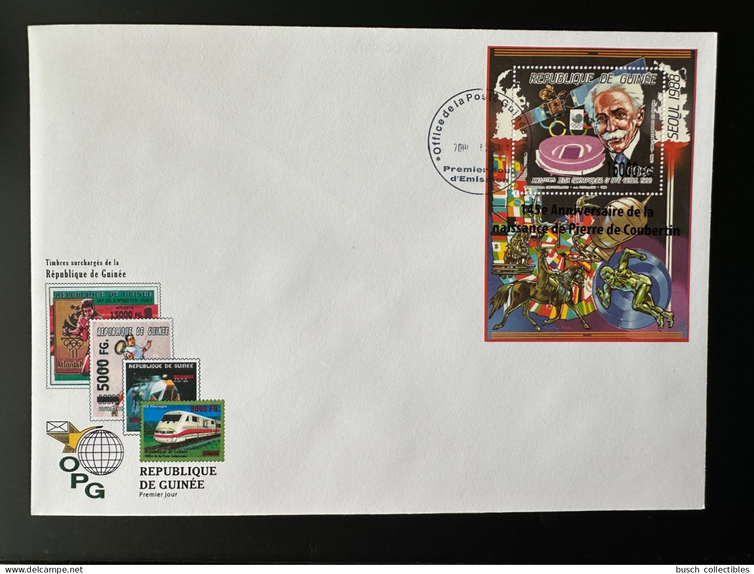 Guinée Guinea 2008 FDC Mi. Bl. 1652 Surch Overprint Pierre De Coubertin Olympic Games Seoul Korea 1988 Jeux Olympiques - Summer 1988: Seoul