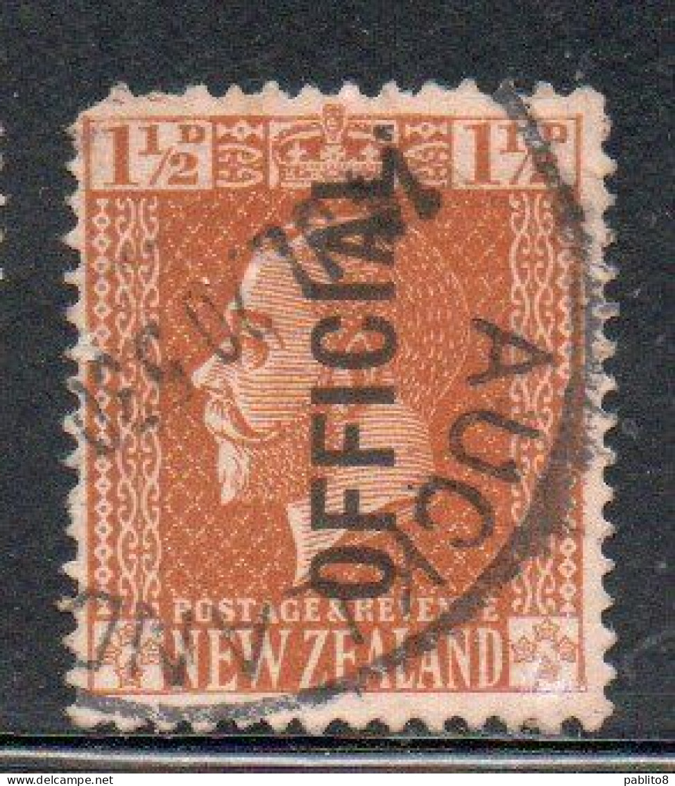 NEW ZEALAND NUOVA ZELANDA 1915 1919 OFFICIAL STAMPS KING GEORGE V 1 1/2p USATO USED OBLITERE' - Gebraucht