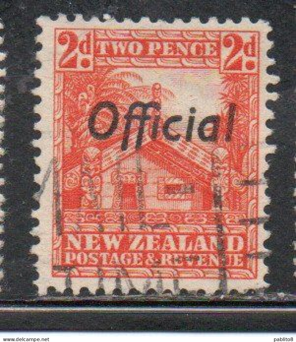 NEW ZEALAND NUOVA ZELANDA 1936 1942 1938 OFFICIAL STAMPS MAORI CARVED HOUSE OVERPRINTED 2p USATO USED OBLITERE' - Gebruikt