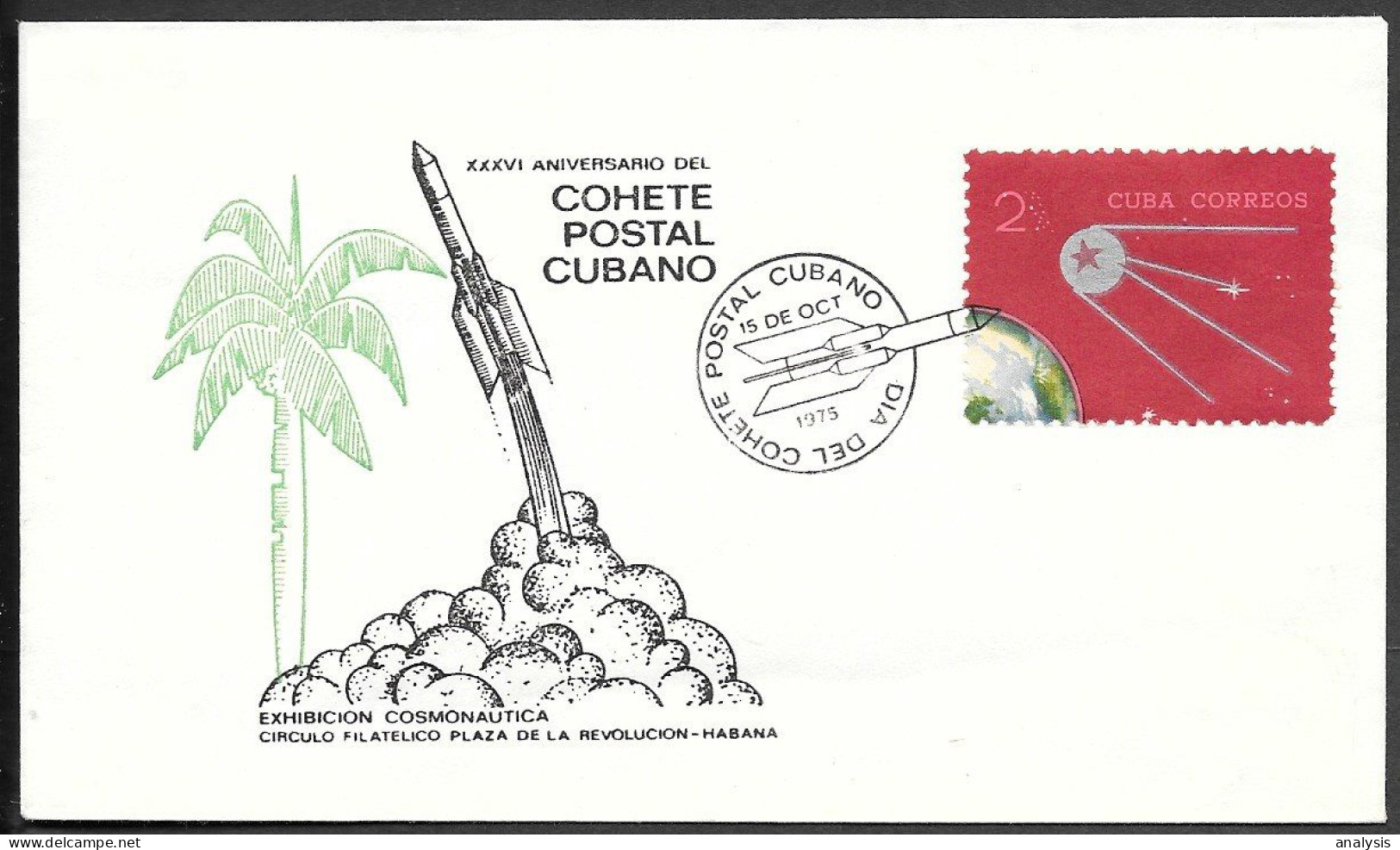 Cuba Space Cover 1975. 36th Anniv Of Cuban Rocket Post - Lettres & Documents