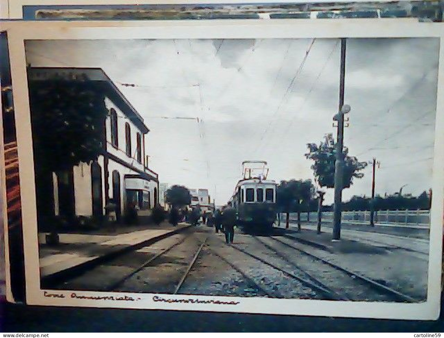 TORRE ANNUNZIATA -NAPOLI - STAZIONE DELLA CIRCUNVESUVIANA CON TRENO ANIMATA N1935 GRIGIA  JN2456 - Torre Annunziata