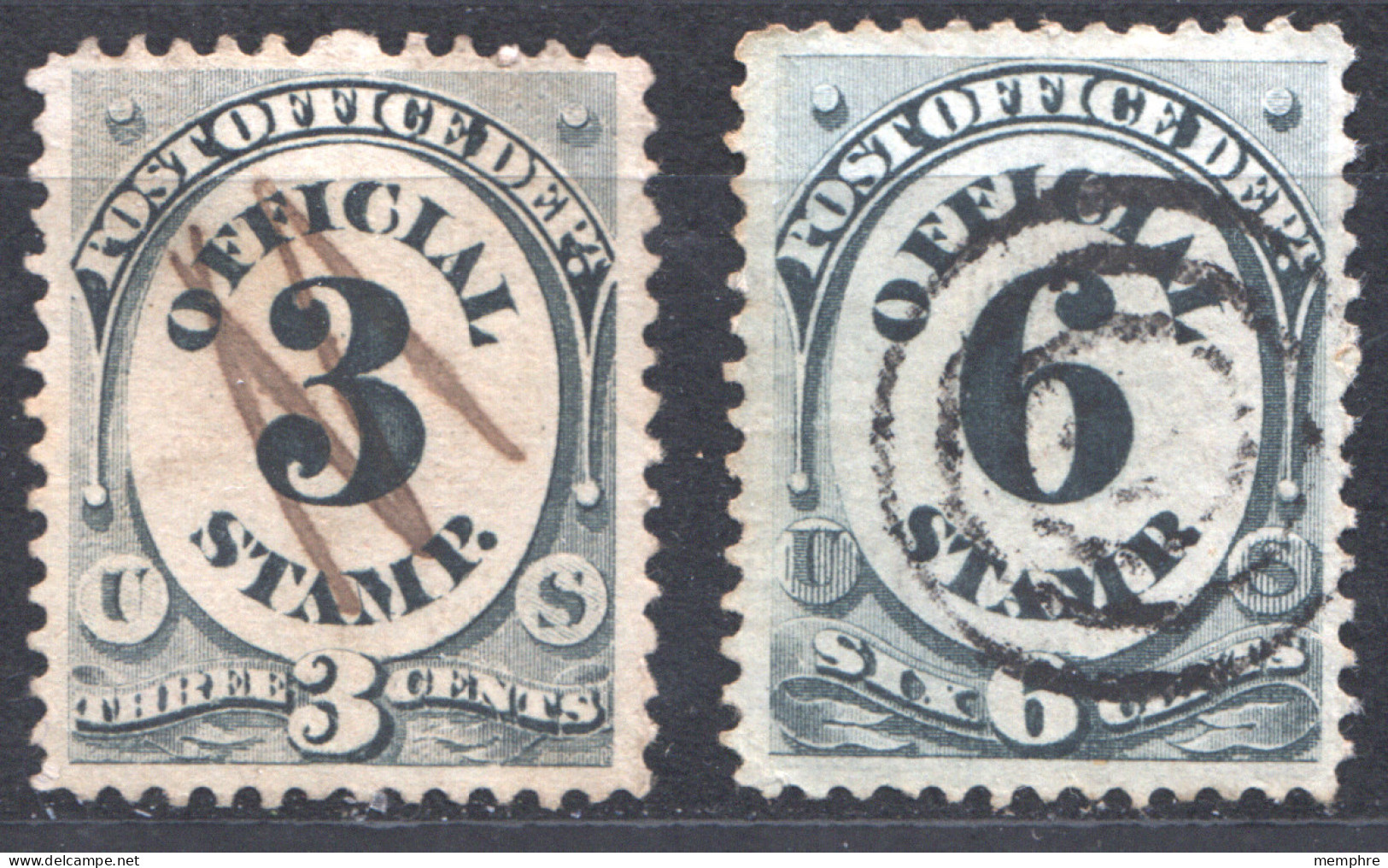 1873  Post Office Official  3 And 6 Cents   Sc O49 And 50  - Oficial