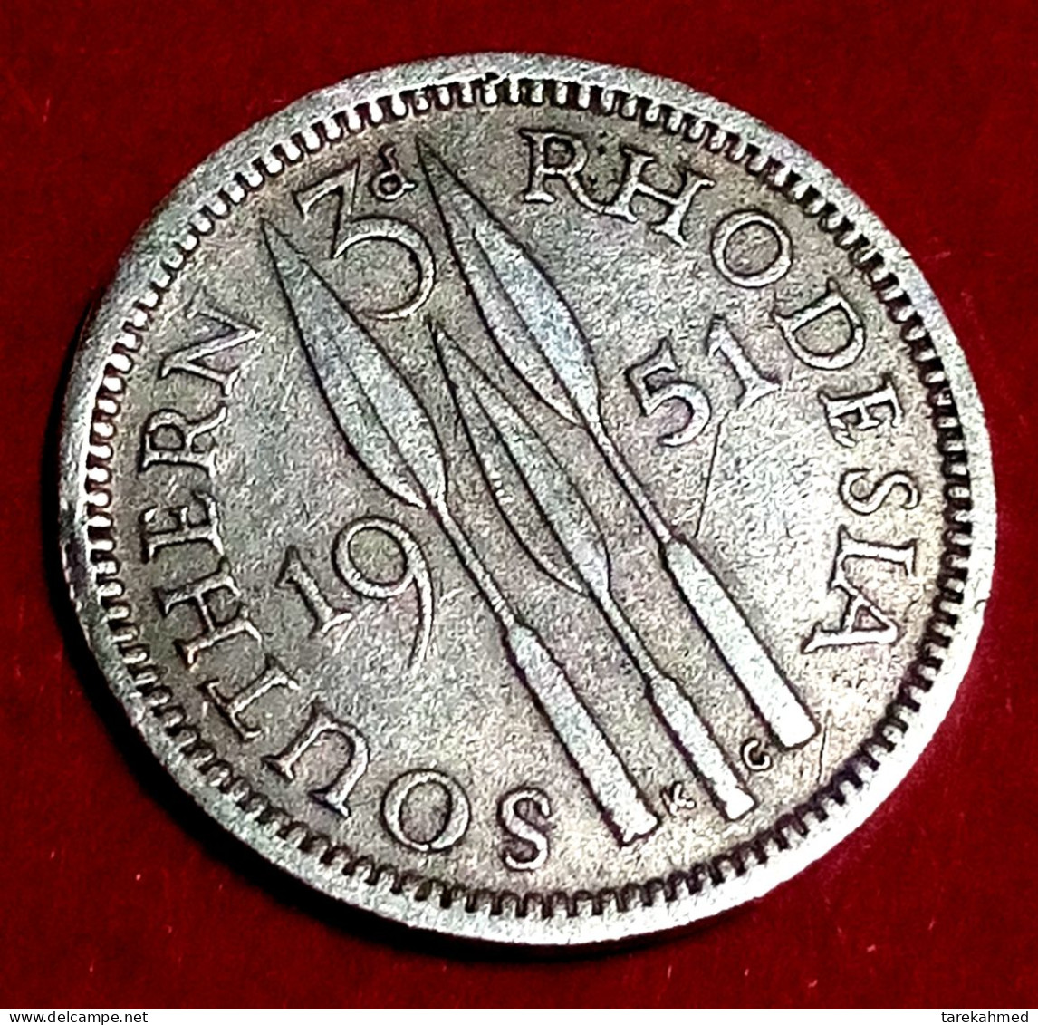 Southern Rhodesia . 3 Pence , 1951 , Km 20 , Agomeza - Rhodesië