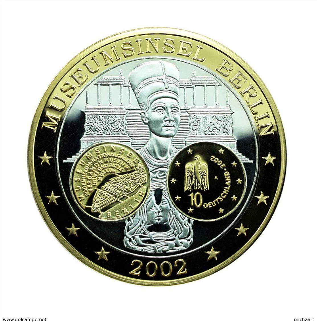 Germany 10 Euro Coin 2002 Silver Museum Island Berlin Nefertiti 36mm 03890 - Commemorative