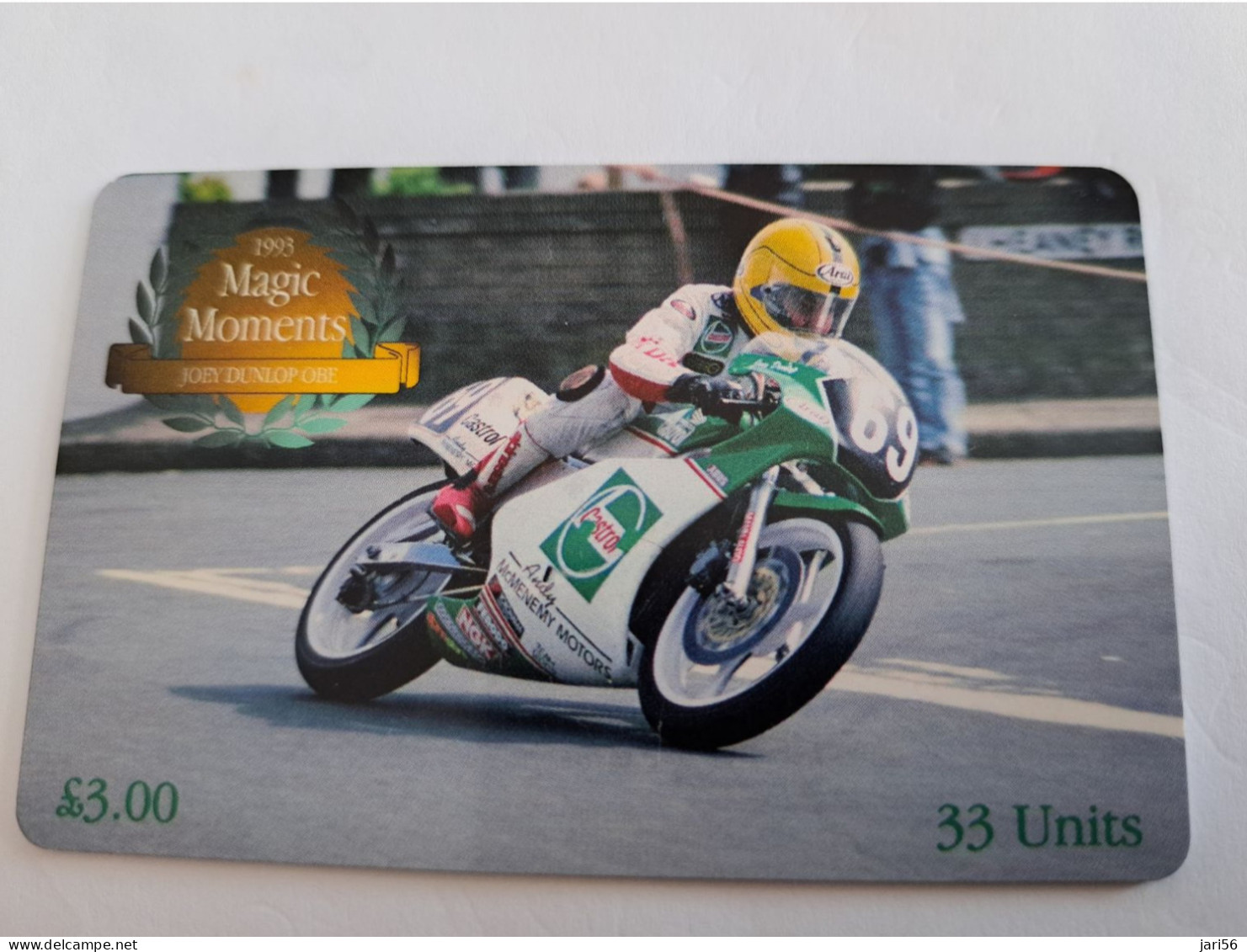 ISLE OF MAN 3 POUND  MANX TELECOM  33 UNITS / MOTOR /JOEY DUNLOP OBE / HONDA/ RACING            CHIP   ** 15107** - Isle Of Man