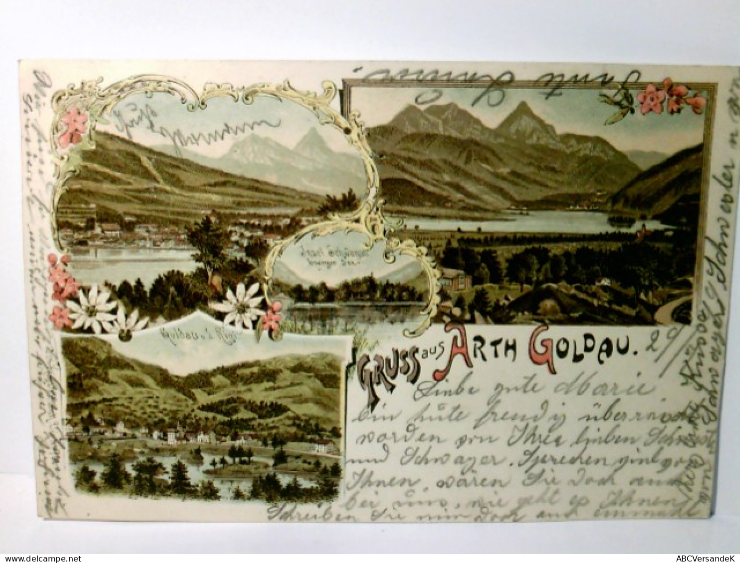 Arth Goldau. Gruss.., Schweiz / Schwyz. Alte, Sehr Schöne Ansichtskarte / Lithographie Farbig, Gel. 1899. 4 An - Arth