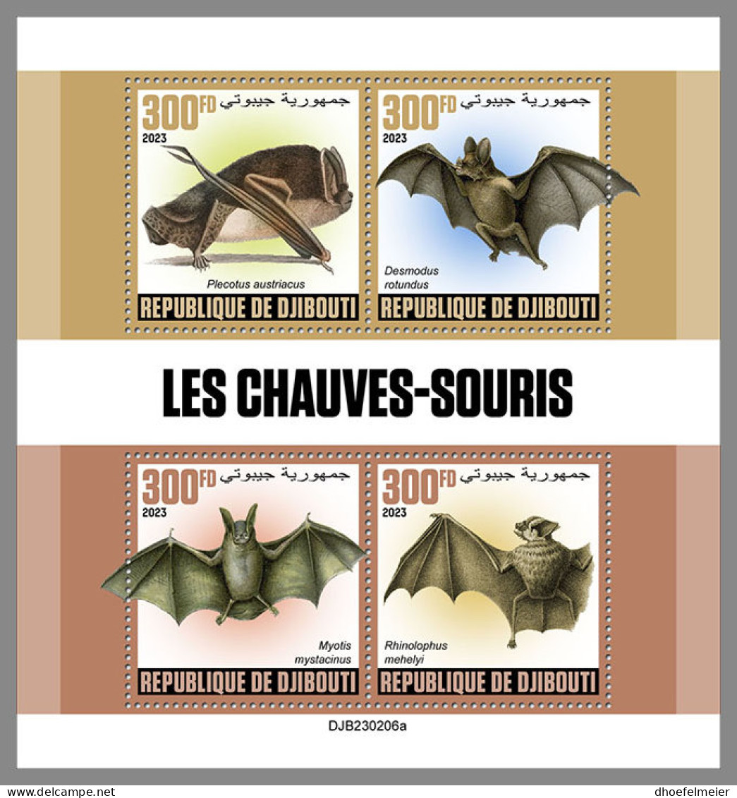 DJIBOUTI 2023 MNH Bats Fledermäuse Chauves-souris M/S - OFFICIAL ISSUE - DHQ2335 - Fledermäuse