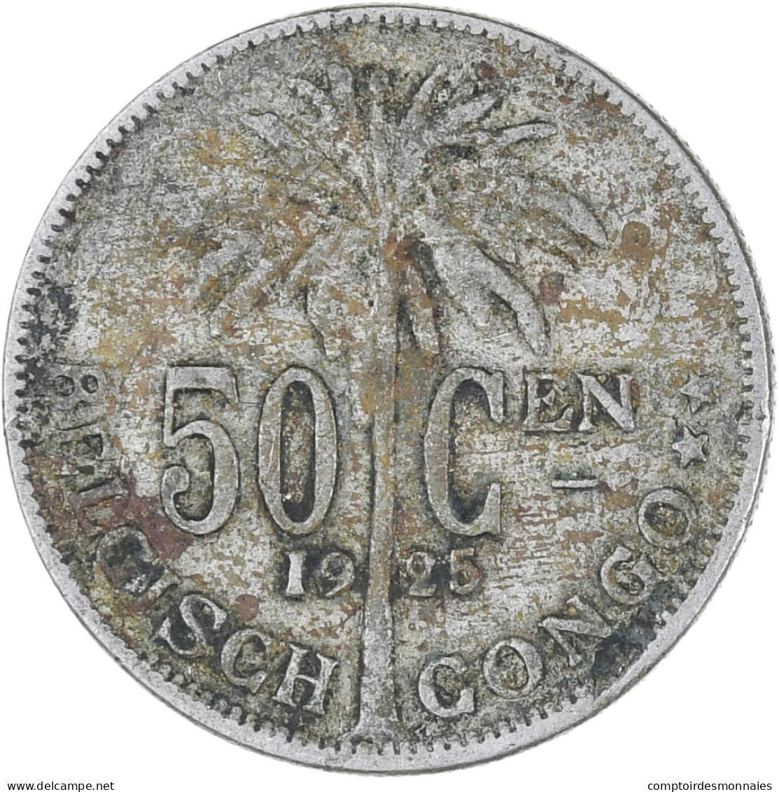 Monnaie, Congo Belge, 50 Centimes, 1925, TB, Cupro-nickel, KM:22 - 1910-1934: Albert I.