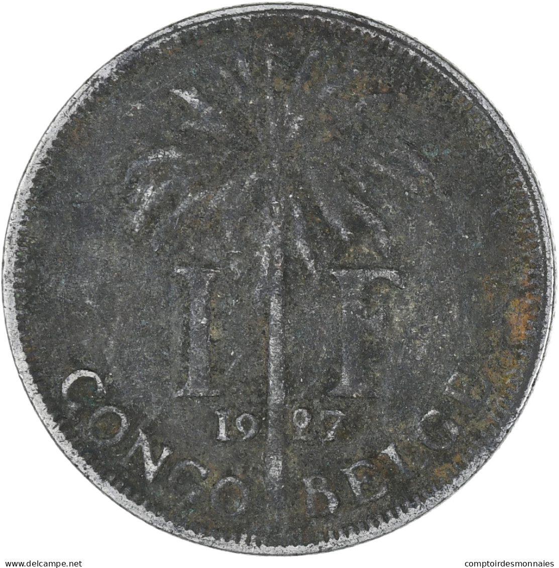 Monnaie, Congo Belge, Franc, 1927, B+, Cupro-nickel, KM:20 - 1910-1934: Albert I.