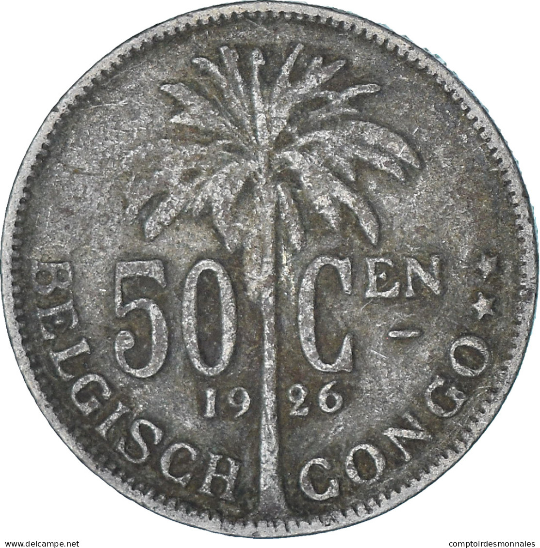 Monnaie, Congo Belge, 50 Centimes, 1926, TTB, Cupro-nickel, KM:23 - 1910-1934: Albert I