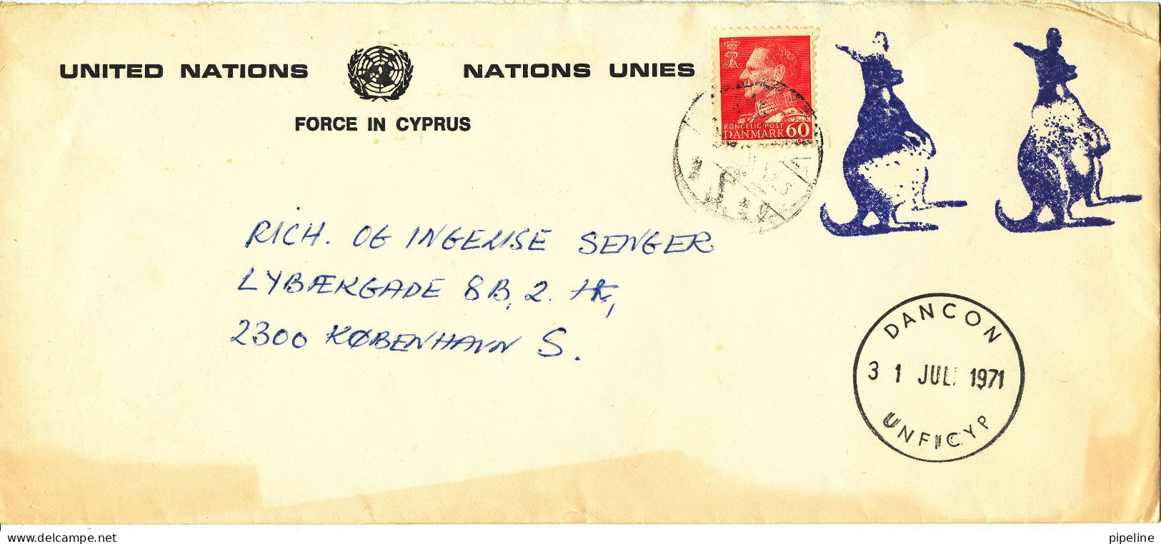 Denmark Cover UN Forces In Cyprus UNFICYP 31-7-1971 - Cartas & Documentos