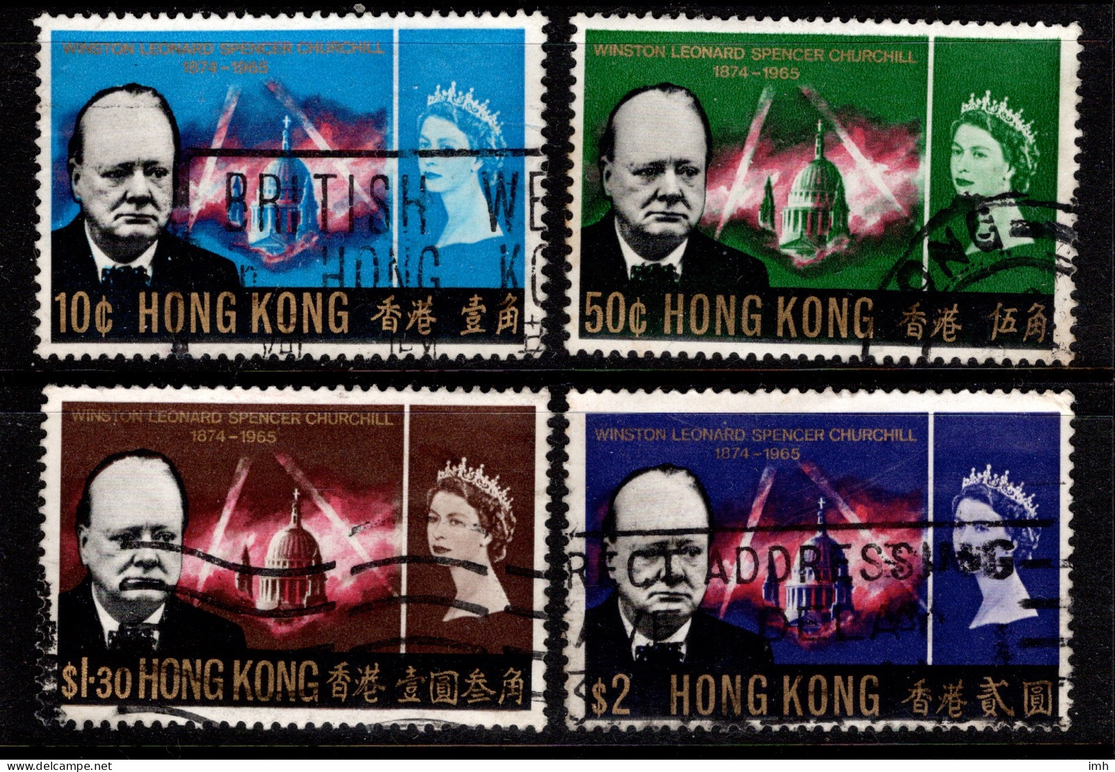 1966 Hong Kong Churchill Comemoration SG 218 - 221 Used Cat. 12.00 - Usados