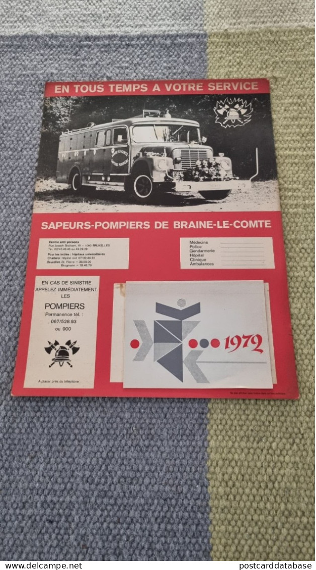 Sapeurs-Pompiers De Braine-le-Comte - Calendriers 1971 + 1972 - & Firemen - Groot Formaat: 1971-80