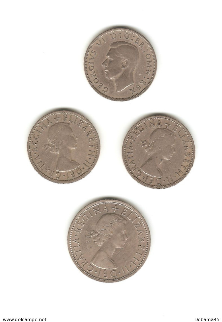 333/ Grande-Bretagne : 2 Shillings 1948 Georges VI - 2 Shillings 1956 Et 1957 E II - 1/2 Couronne 1960 Elizabeth II - Other & Unclassified