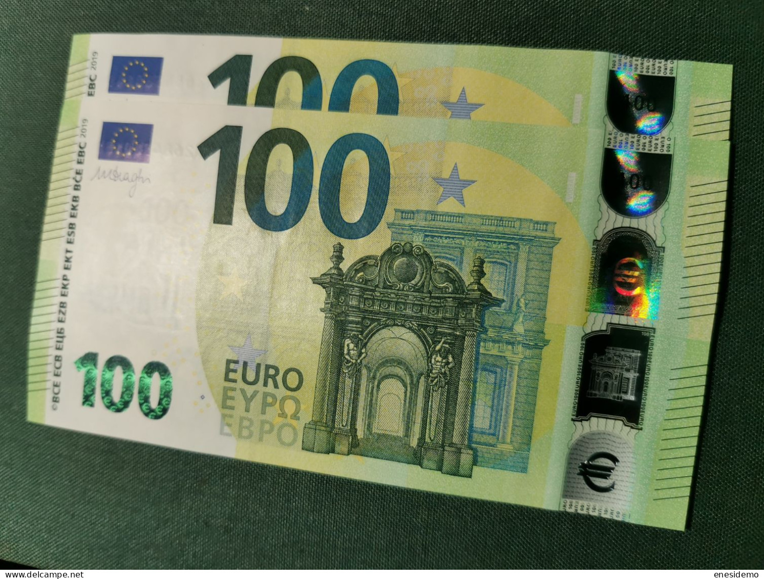 100 EURO SPAIN 2019  DRAGHI V003A1 VA CORRELATIVE COUPLE SC UNCIRCULATED  PERFECT - 100 Euro