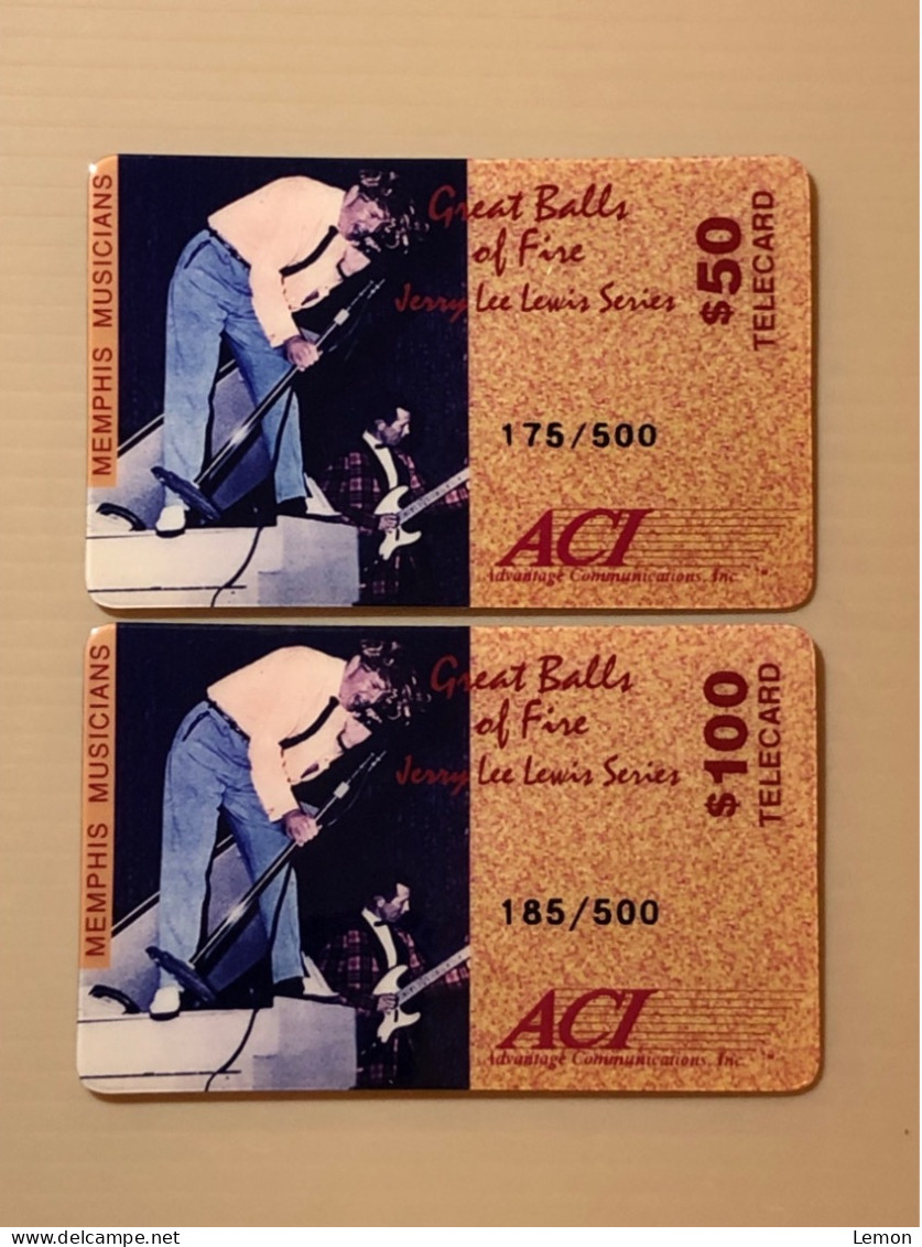 Mint USA UNITED STATES America Prepaid Telecard Phonecard, Jerry Lee Lewis Series (500EX), Set Of 2 Mint Cards - Sammlungen