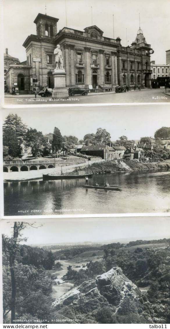 Lot De 3 Cartes - Kidderminster - Town Hall, Arley Ferry, Habberley Valley - Sonstige & Ohne Zuordnung