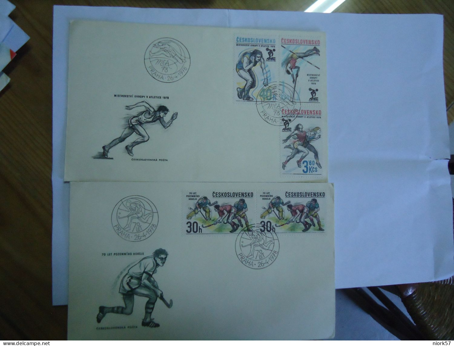 CZECHOSLOVAKIA   2 FDC  1978  SPORTS HOCKEY - Hockey (Veld)