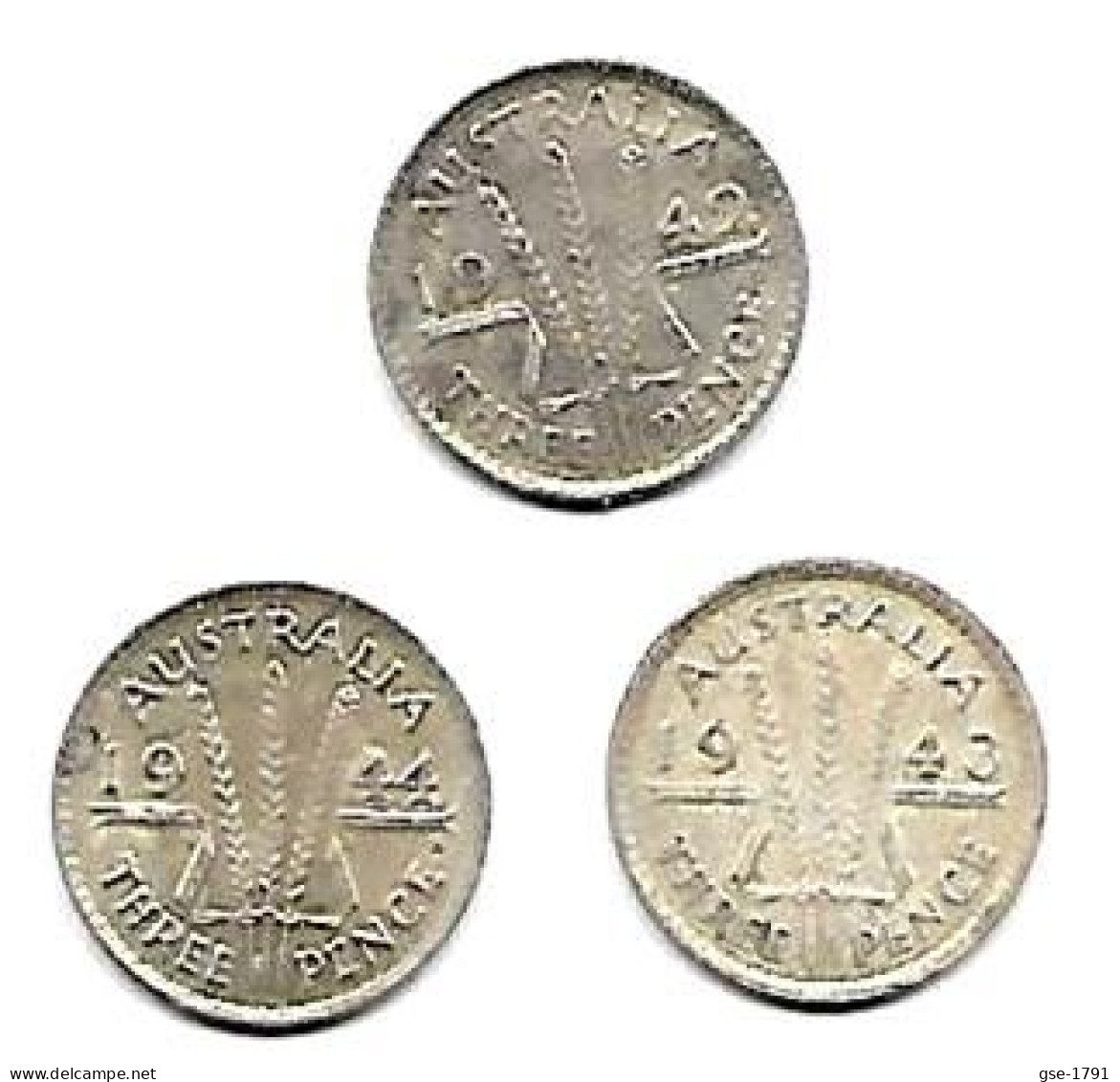 AUSTRALIE  Georges VI  3 Pence  Lot De 3  (D,m,S)   1942 D-1943m- 1944S  TB - Non Classés