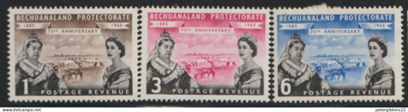 Bechuanaland Protectorate 1960   SG 154-6 Anniversary  Mounted Mint - 1885-1964 Herrschaft Von Bechuanaland