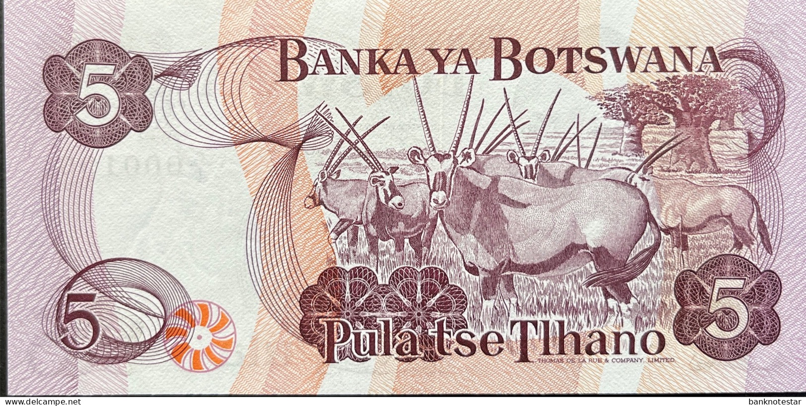 Botswana 5 Pula, P-3 (1976) - UNC - LOW First Prefix 000196 Serial Number - Botswana