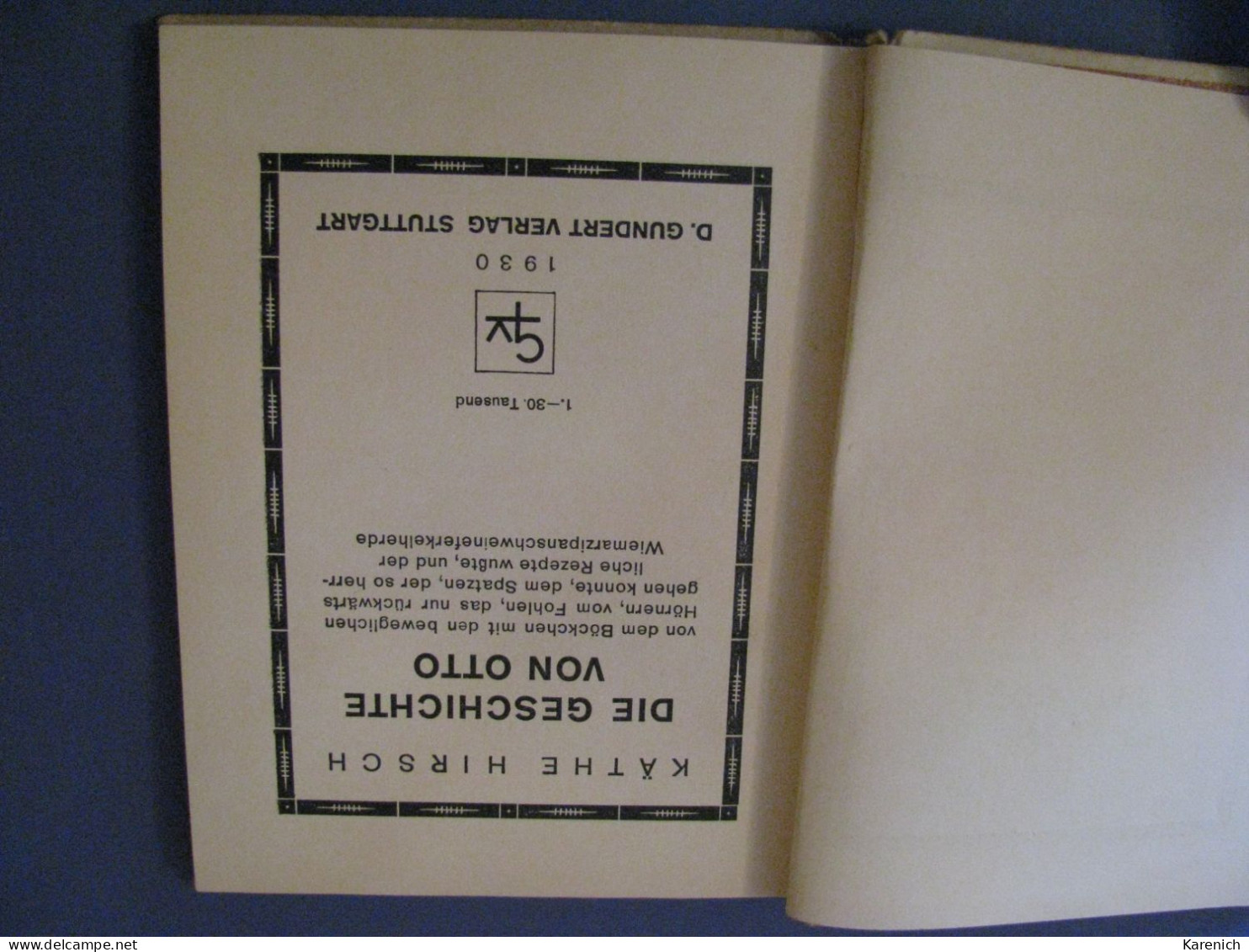 DIE GESCHICHTE VON OTTO. KÄTHE HIRSCH. 1930. ALEMANIA. - Cuentos & Legendas