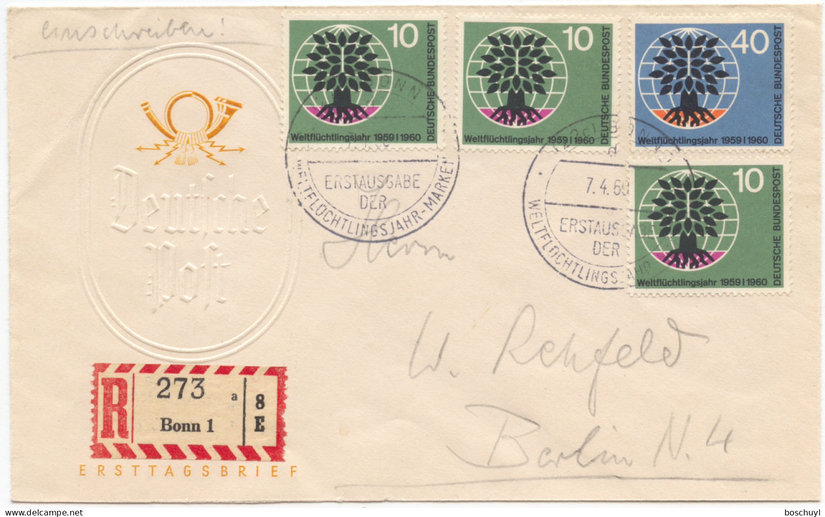 Germany, FRG, 1960, World Refugee Year, WRY, FDC Sent By Registered Mail, Michel 326-327 - Réfugiés