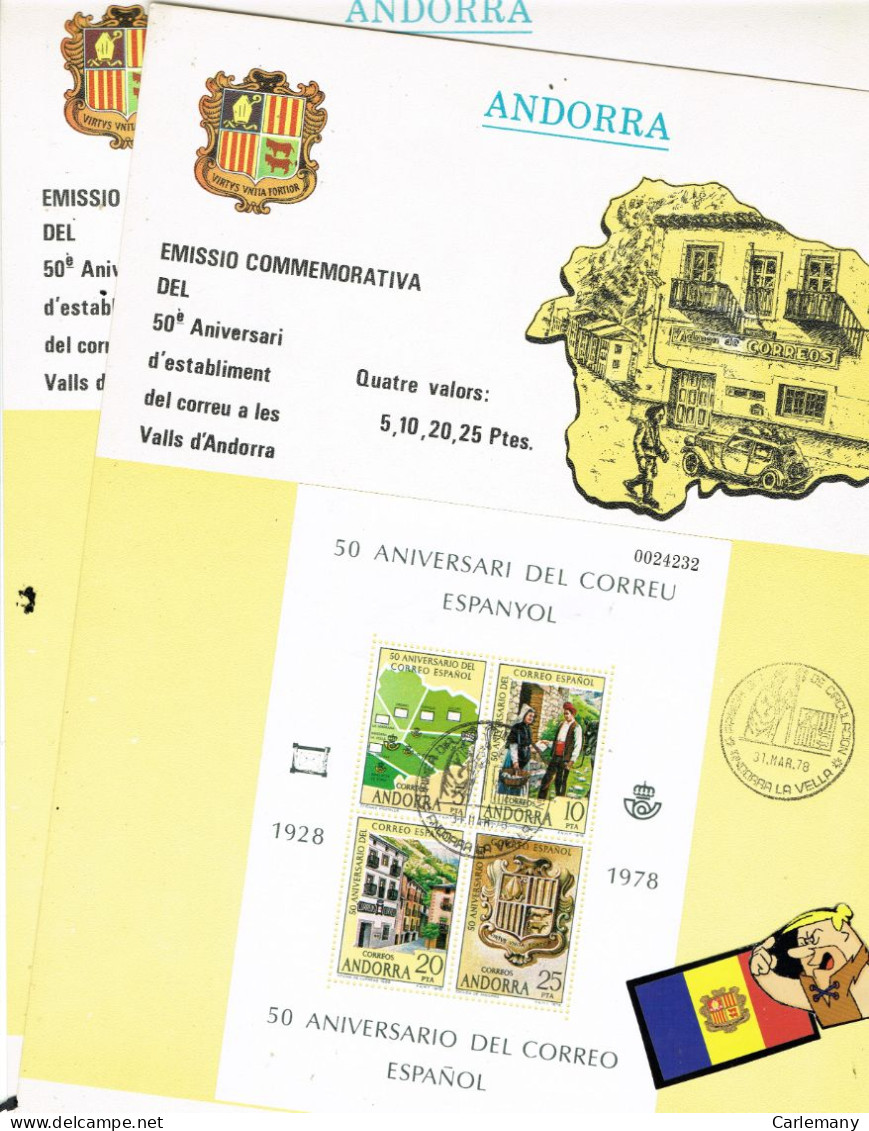 ANDORRA ESP ANDORRE DOC A/4 1978  DEL BF. - Covers & Documents