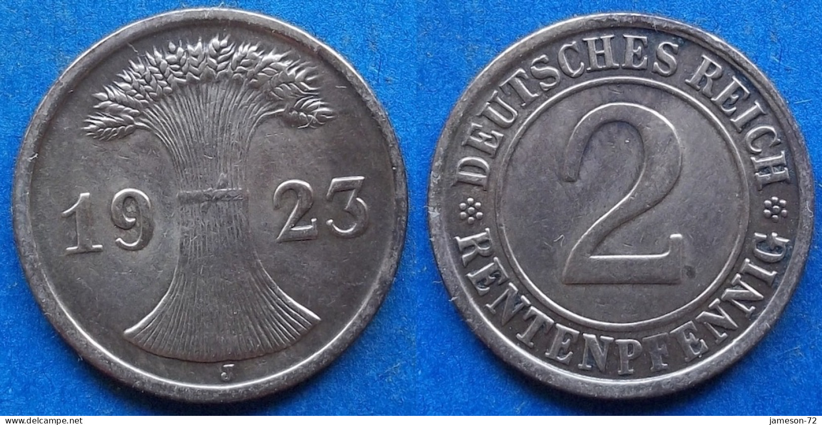 GERMANY - 2 Rentenpfennig 1923 J KM# 31 Weimar Republic Rentenmark Coinage (1923-1929) - Edelweiss Coins - 2 Rentenpfennig & 2 Reichspfennig