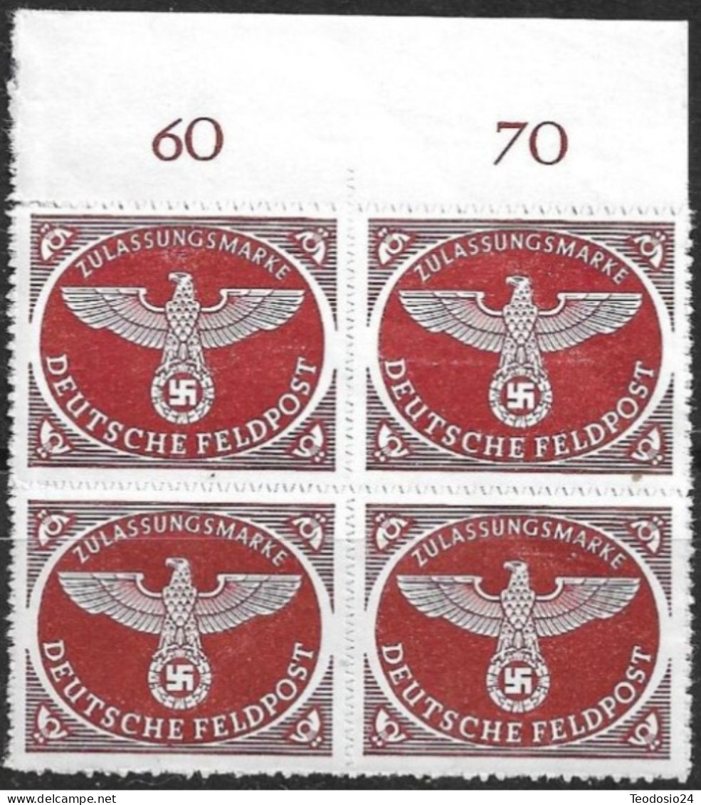 Deutsches Reich 1942- Feldpost-Zulassungsmarke ** BL4 - Feldpost World War II