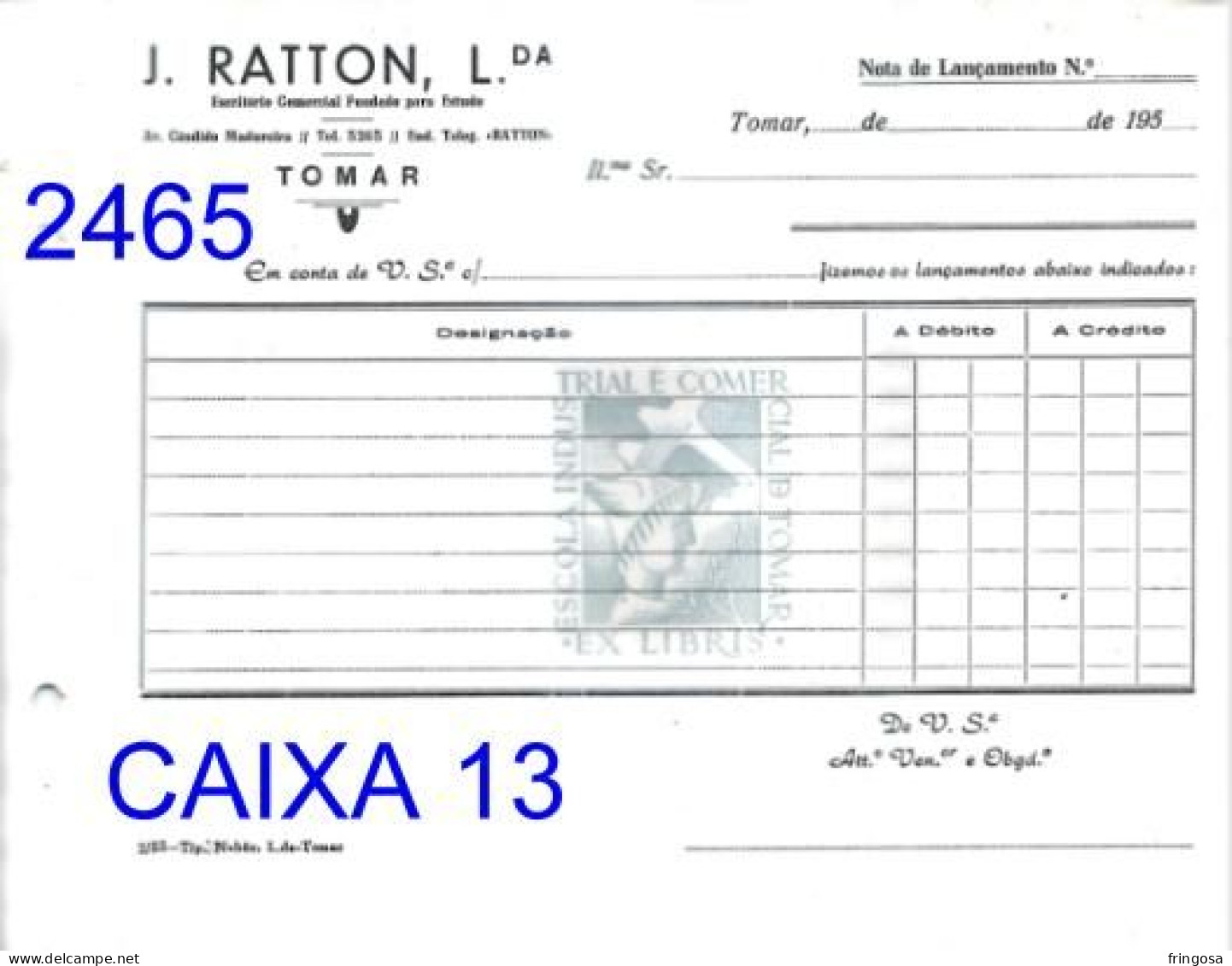 PORTUGAL: J. RATTON, LTD  ESCOLA INDUSTRIAL E COMERCIAL DE TOMAR - EX LIBRIS - Portugal