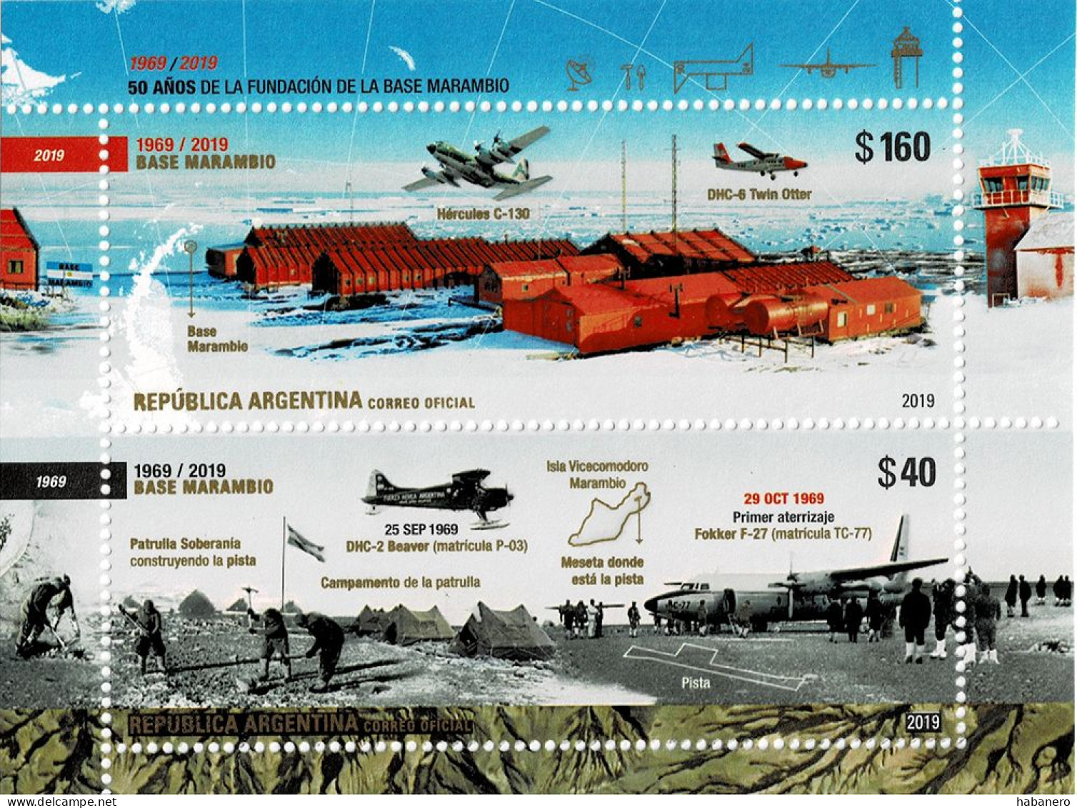 ARGENTINA 2019 Mi BL 166 50th ANNIVERSARY OF THE ANTARCTIC MARAMBIO BASE MINT MINIATURE SHEET ** - Programmi Di Ricerca