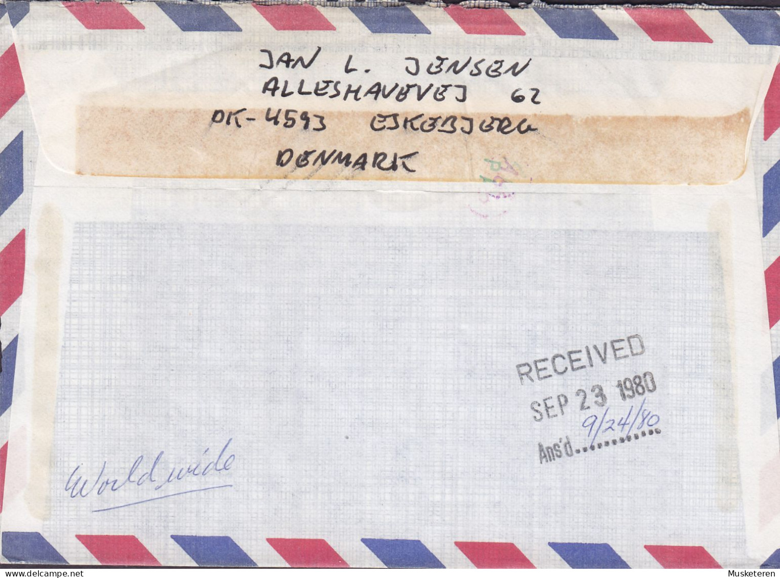 Denmark Air Mail Brotype ESKEBJERG (Sn.2) 1980 Cover Brief Lettre MOUNTAINTOP Pennsylvania United States (Cz. Slania) - Lettres & Documents