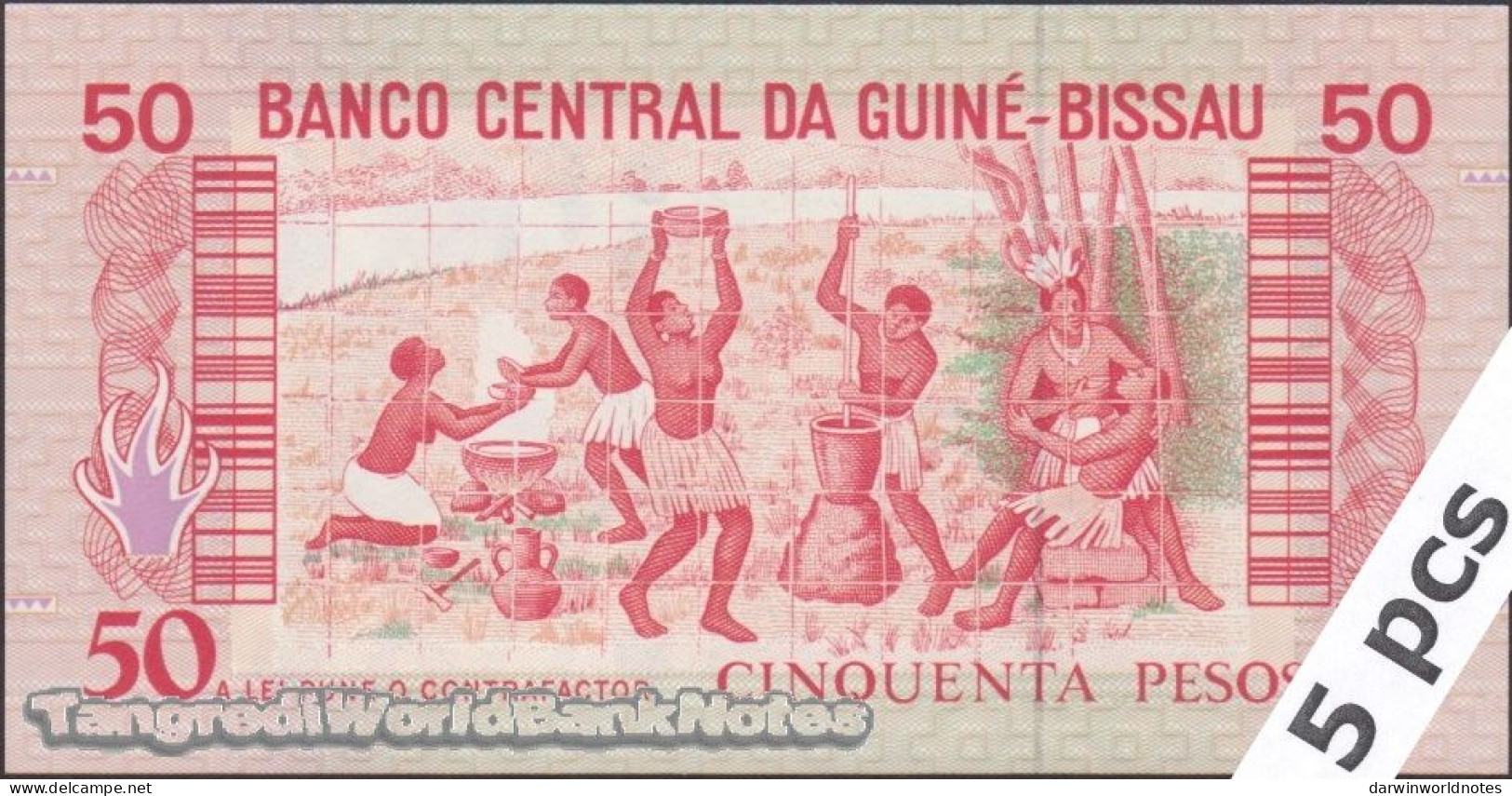 DWN - GUINEA-BISSAU P.10 - 50 Pesos 1990 UNC - Various Prefixes - DEALERS LOT X 5 - Guinea-Bissau