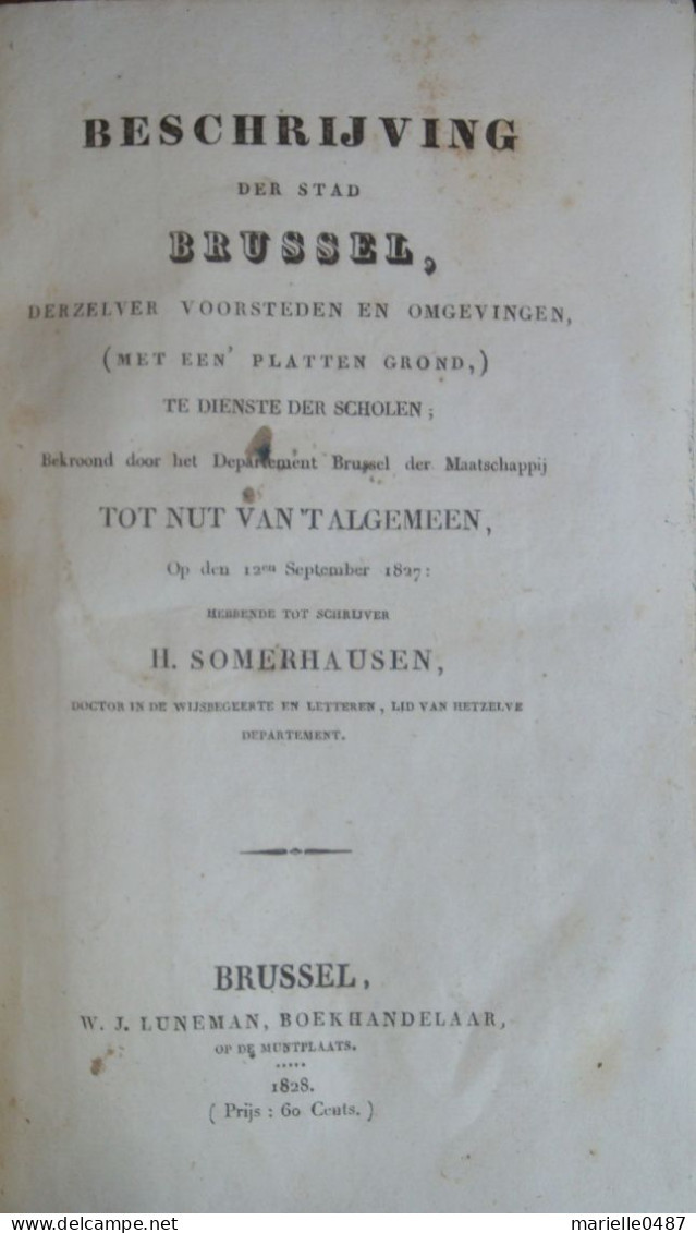 Somerhausen - Beschrijving Der Stad Brussel 1828 - Antiquariat