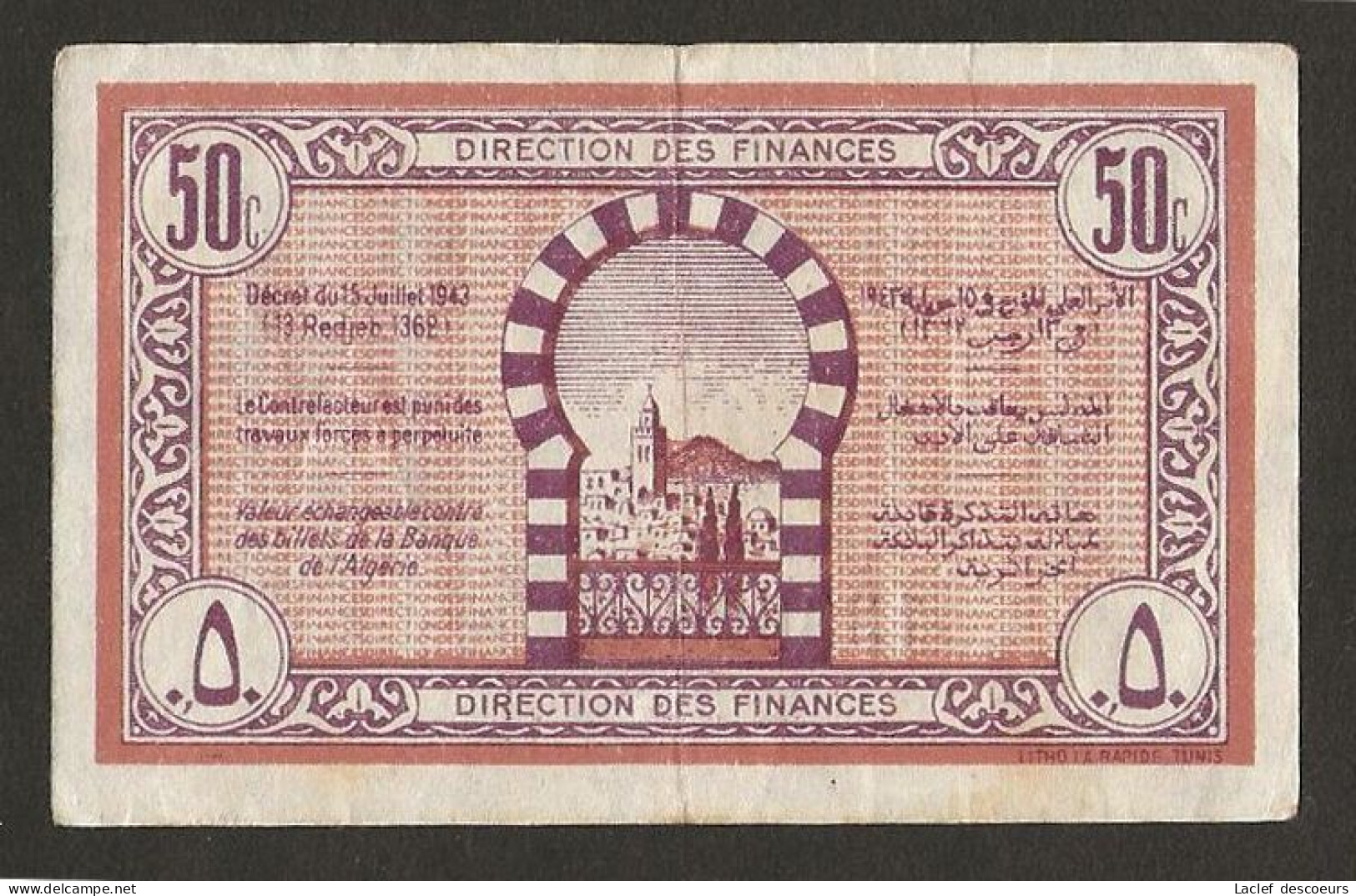 50 Centimes 1943 - Tunisia