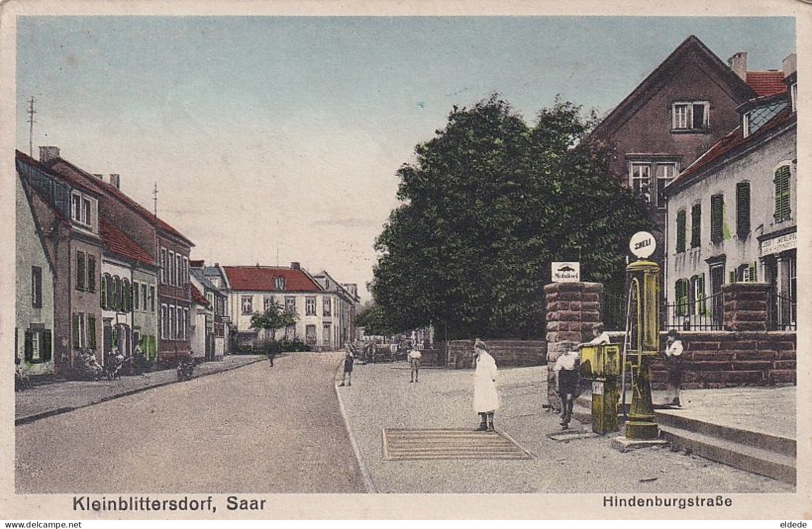 Gas Station In Saarland Shell Mobil Oil  Kleinblittrtsdorf Hand Colored Petrol - Mercanti