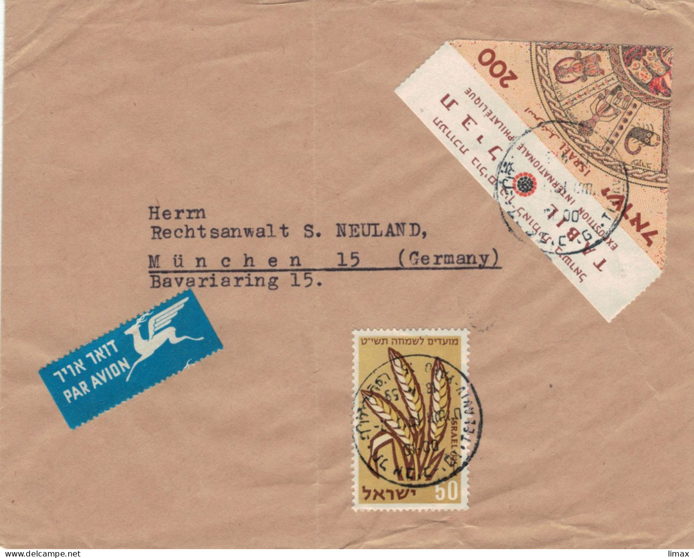 Tel Aviv 2000 > München - Getreide Ähren - Sternzeichen Krebs Jungfrau - Lettres & Documents