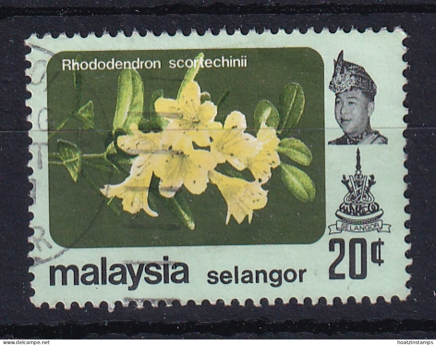 Malaya - Selangor: 1983/85   Flowers   SG169a    20c   [Bronze-green Background] [No Wmk]  Used - Selangor