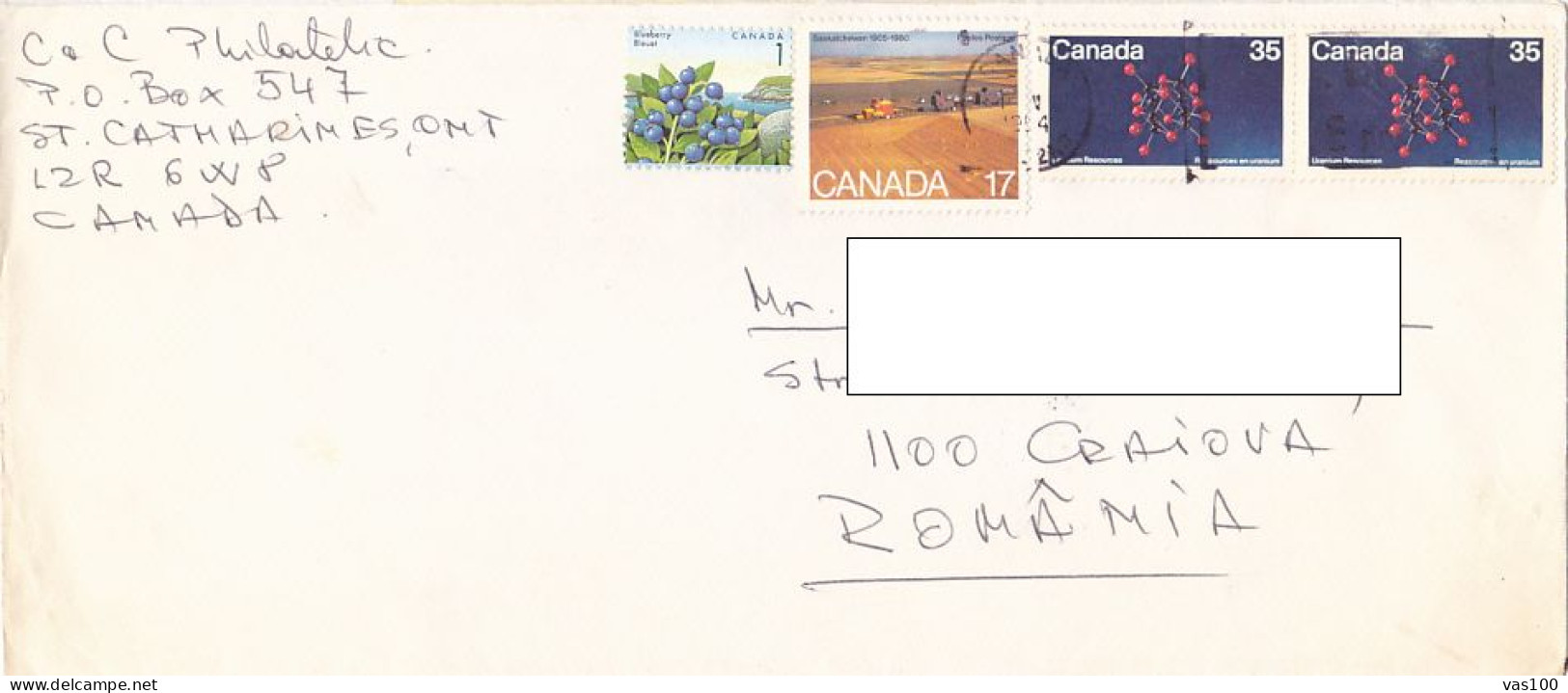 BLUEBERRY, AGRICULTURE, URANIUM RESOURCES, STAMPS ON COVER, 1994, CANADA - Cartas & Documentos