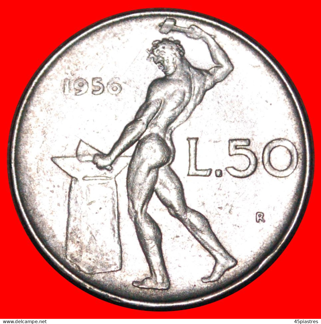 * NUDE VULCAN (1954-1989): ITALY  50 LIRAS 1956R! · LOW START · NO RESERVE! - 50 Lire