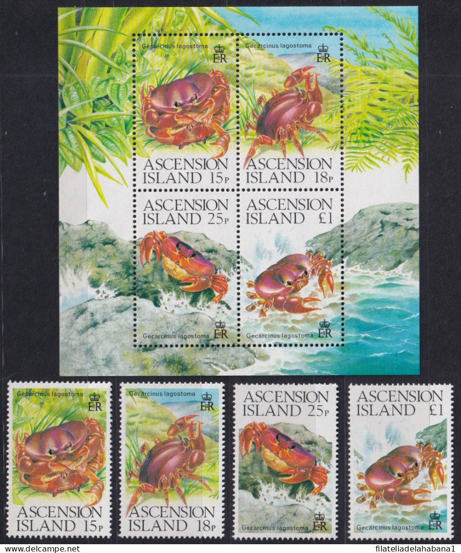 F-EX42554 ASCENSION MNH 1989 MARINE WILDLIFE REEF CORAL CRAB CANGREJOS. - Crustaceans