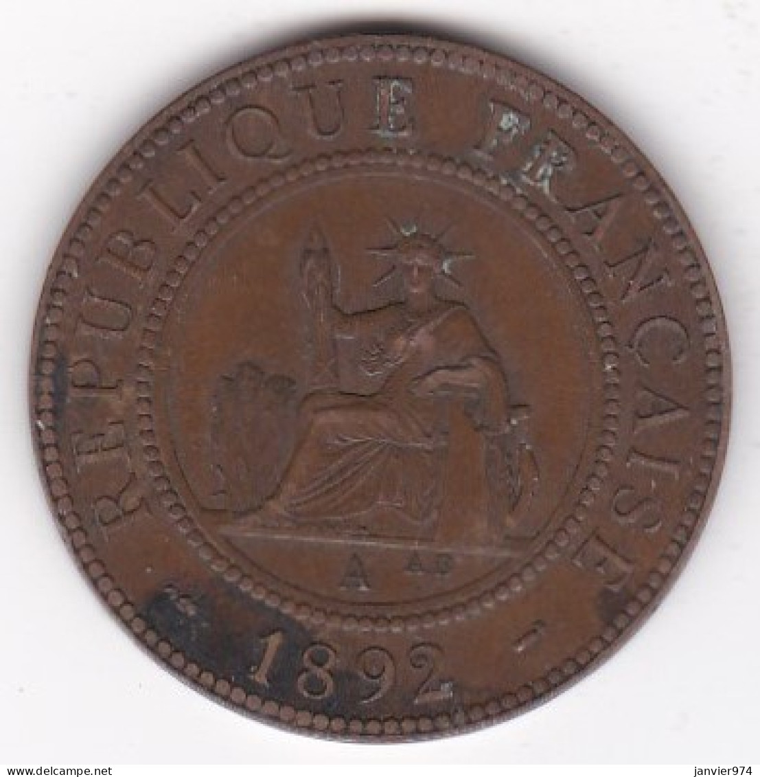 Indochine Française, 1 Centième 1892 A Paris, En Bronze, Lec# 43 - French Indochina