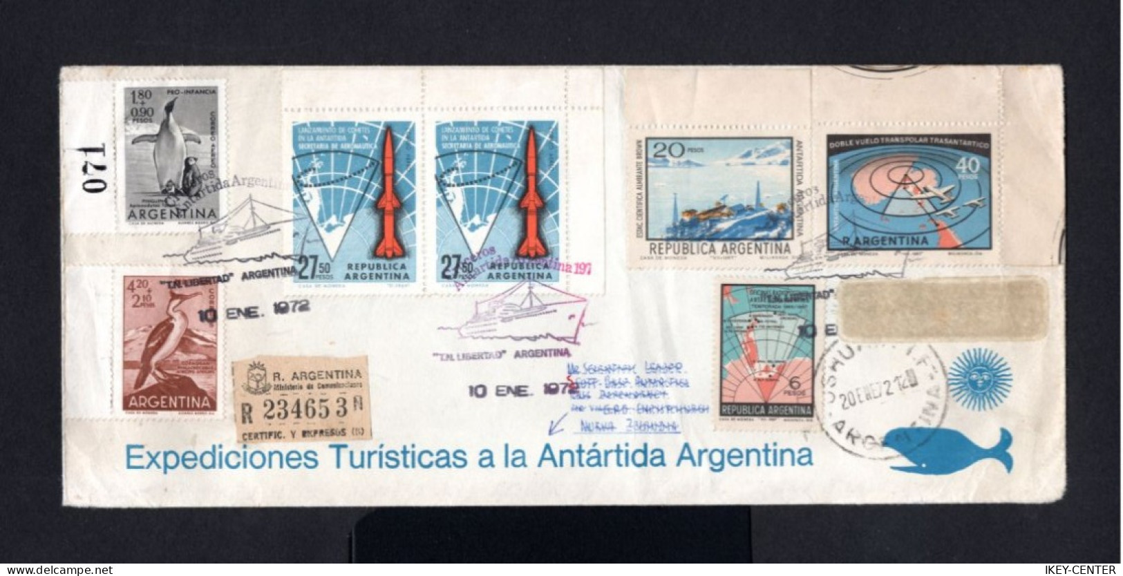 S1408-ARGENTINA-REGISTERED Antarctic COVER BUENOS AIRES To SCOTT BASE (new Zealand).1972.ENVELOPPE RECOMMANDEE Argentine - Briefe U. Dokumente