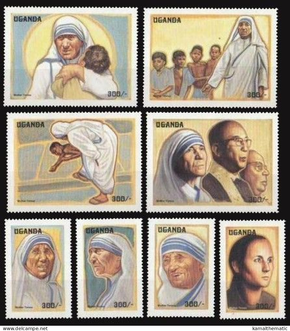 Uganda 1998 MNH 8 Stamps, Mother Teresa, Noble Peace Prize Winner - Madre Teresa