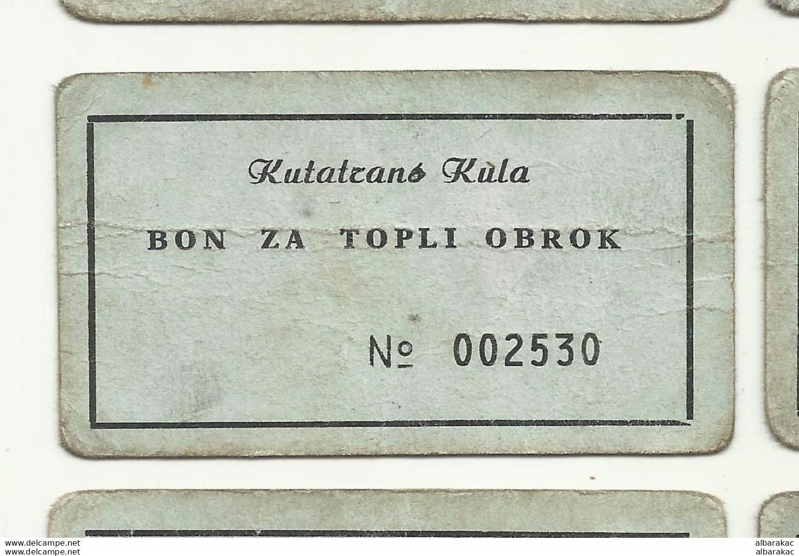 Serbia - BON Kulatrans BUS Company ,Coupon X 10 - Hot Meal Voucher - Chèque Repas Chaud ,cca 1970 - Serbie