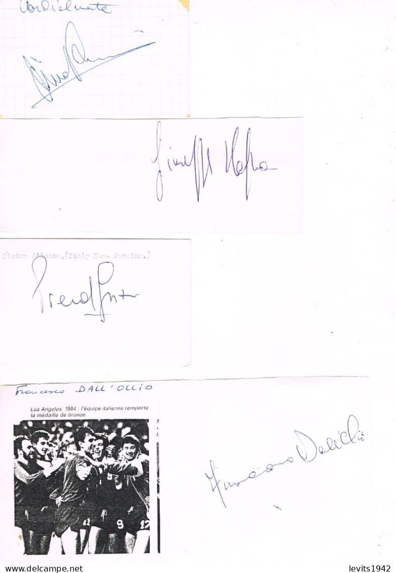 JEUX OLYMPIQUES - 4 AUTOGRAPHES DE MEDAILLES OLYMPIQUES - CONCURRENTS D'ITALIE  - - Authographs